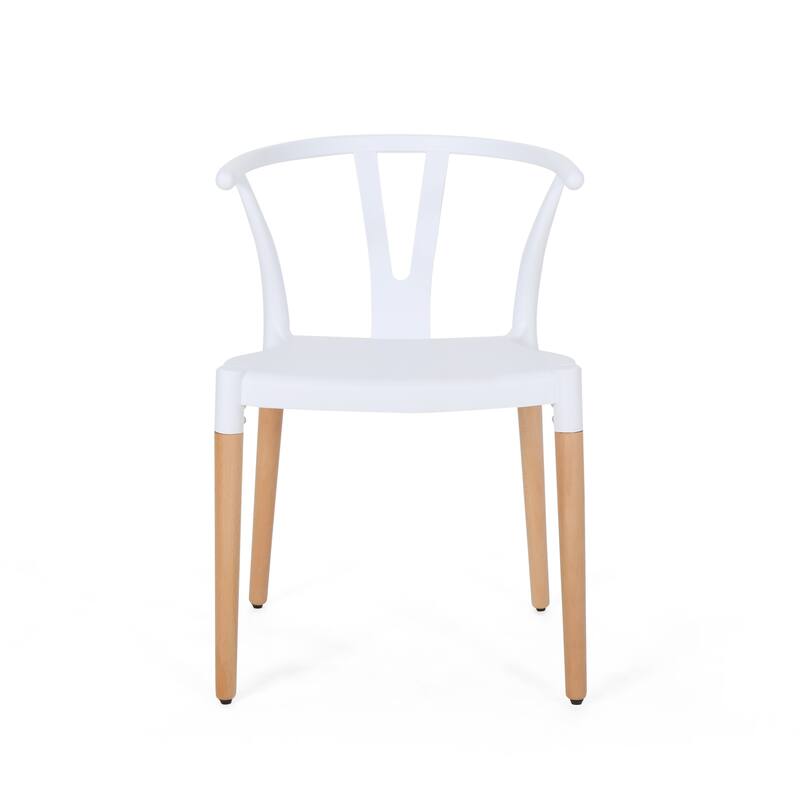 Classic Plastic Dining Chair with Special Design Open Back(Set of 2)
