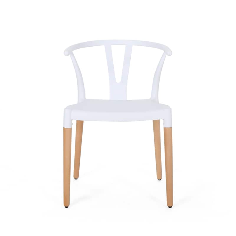 Modern Outdoor Set of 2 Dining Chairs with Crossback Design Wooden Legs, for Dining Room Living Room Balcony and Patio