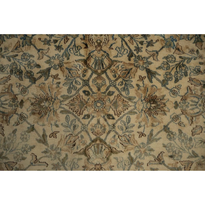Hand Knotted Oriental 100% Wool Carpet Traditional All-Over Beige & Ivories Kerman Area Rug - 16' 1'' X 11' 2''