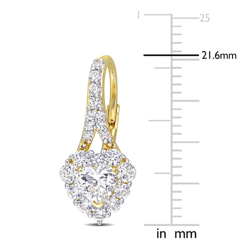 Miadora 2 2/5ct TGW Created White Sapphire LeverBack Earrings in Yellow Plated Sterling Silver