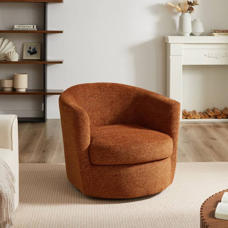 Art Leon Modern Comfortable Corduroy Fabric Swivel Barrel Accent Chair