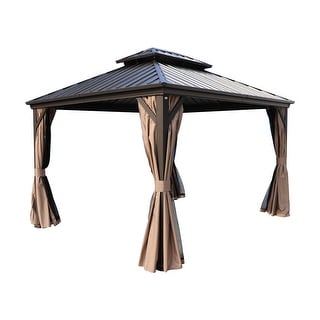 Kozyard Caesar Hardtop Gazebo with Steel Roof, Netting and Curtain ...