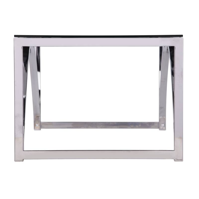 48" Chrome Glass And Metal Rectangular Coffee Table - 18" H x 48" W x 24" D