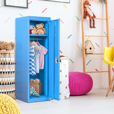 Standing Children Lockable Storage Cabinet Kid Safe Metal Lockers Blue