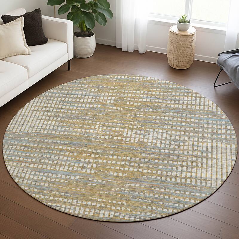 Machine Washable Indoor/ Outdoor Casual Keystone Chantille Rug