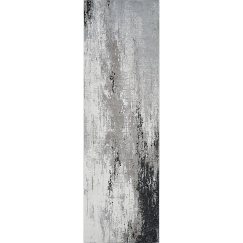 Machine Washable Liam Rug - 2'6" x 8'0" - Grey/Black