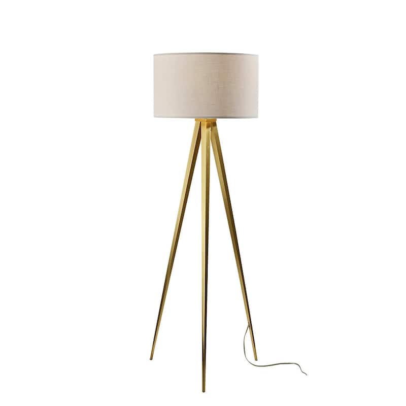 Adesso Tripod Director Floor Lamp - Antique Brass