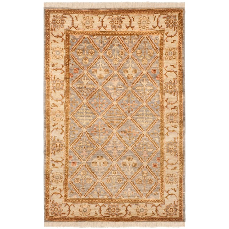 SAFAVIEH Couture Hand-knotted Peshawar Valerica Traditional Oriental Vegetable Dye - 6' x 9' - Silver/Lemon - Runner/Rectangle