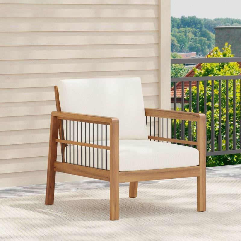 Christopher Knight Home Acacia and Wicker Patio Club Chair with Cushion