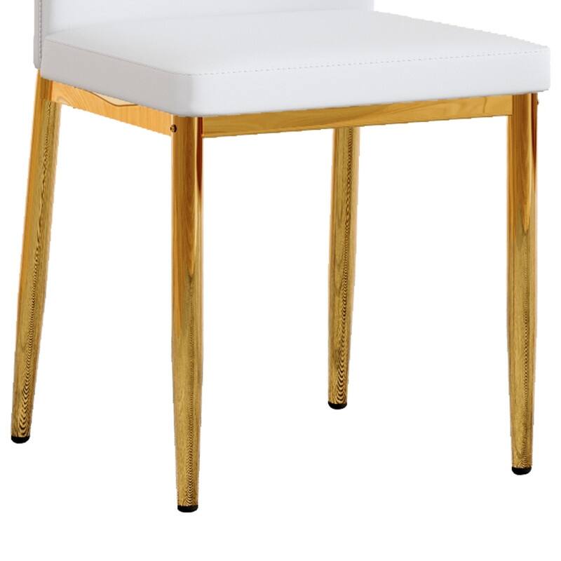 Set of 4 Modern Dining Chairs, 37" High - Ergonomic PU Backrest, Gold Metal Legs