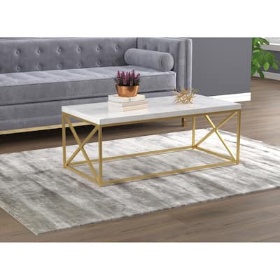 Coffee Table 44L Marble Gold Metal - 44' x 22' x 17'