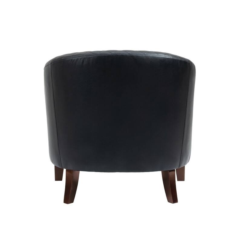 UIXE Mid-Century Leather Barrel Accent Chair With Nailheads Trim - 29" W