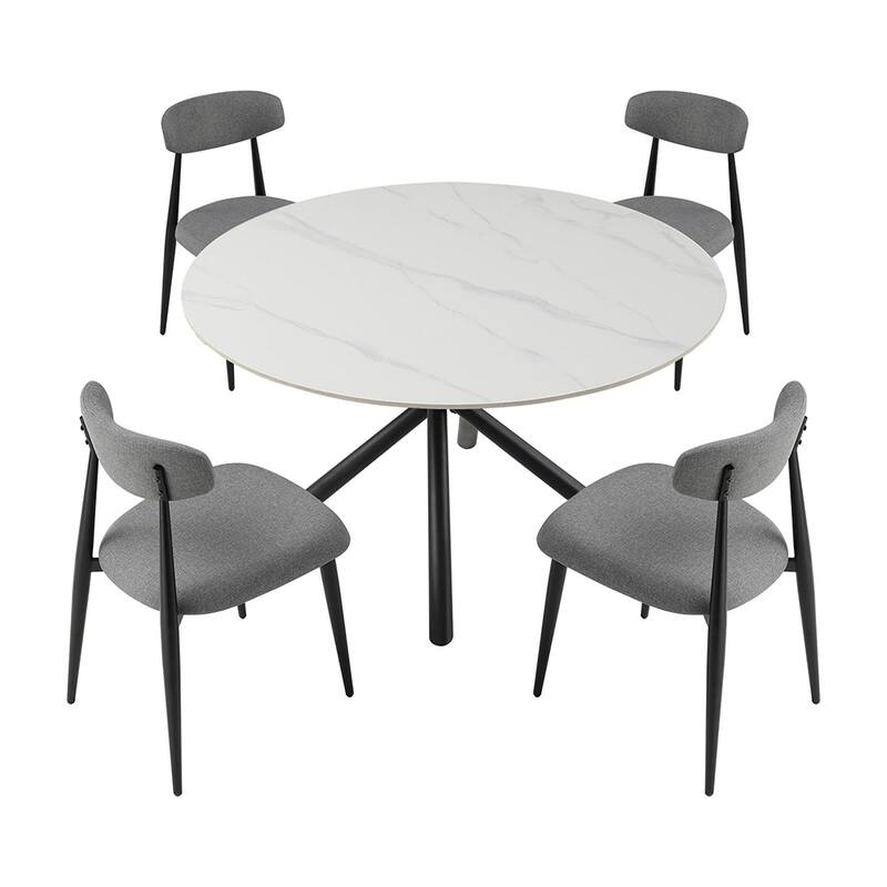 2 Pcs Upholstered Dining Chairs, Modern Kitchen Chairs With Curved Backrest, Metal Legs, Thick Seat Cushion Comfortable Chairs