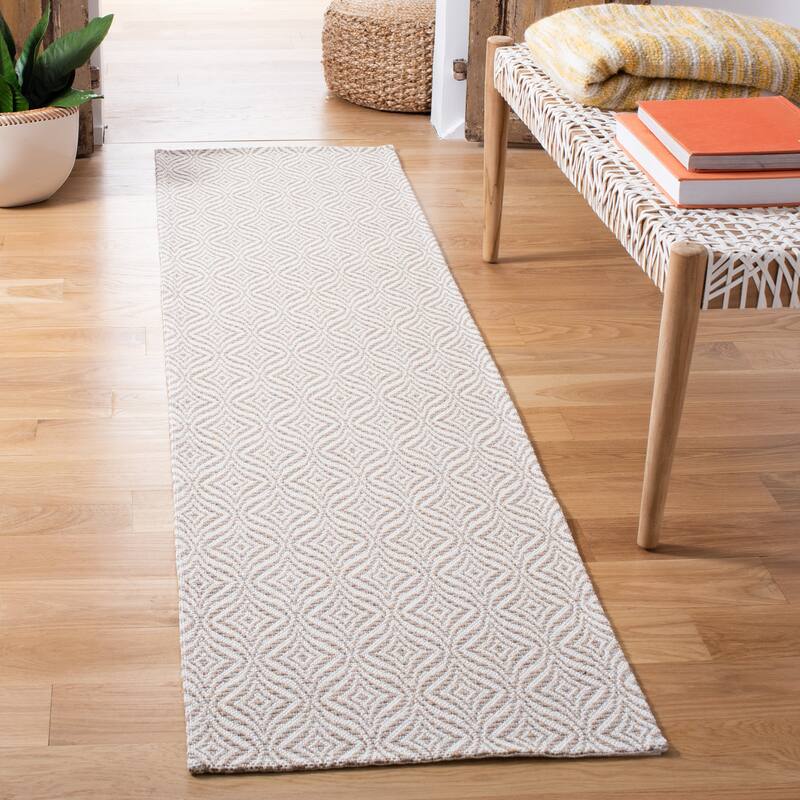 Martha Stewart by SAFAVIEH Asrin Cotton Rug - 2' x 8' Runner - Beige/Grey