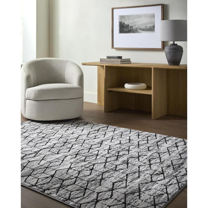 Livabliss Lustro Modern Area Rug - Black/Grey - 5'3" x 7'