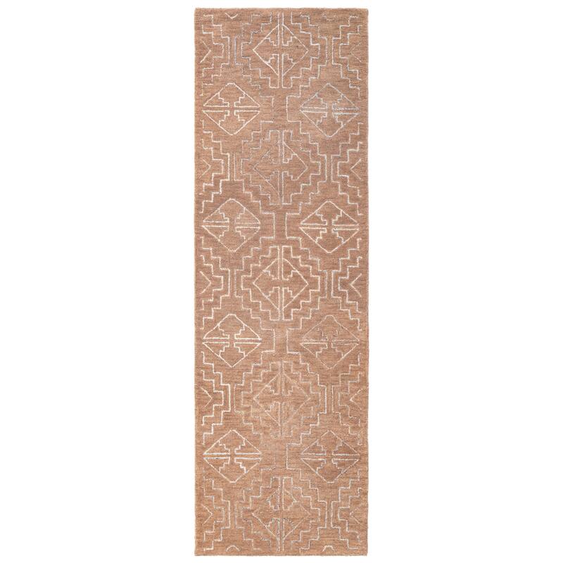 Terra by Obeetee Nomad Garima Rust Rug - 2'6"x8' - Straw Stripe