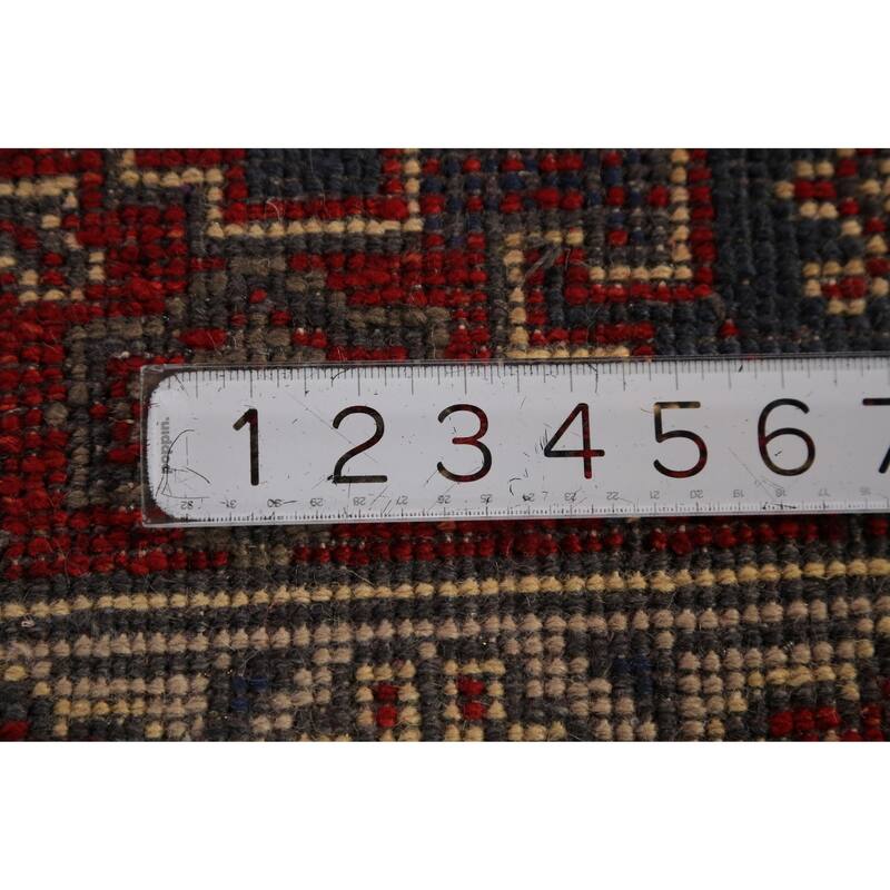 Geometric Viss Indian Runner Rug Handmade Wool Carpet - 2'7"x 8'0"