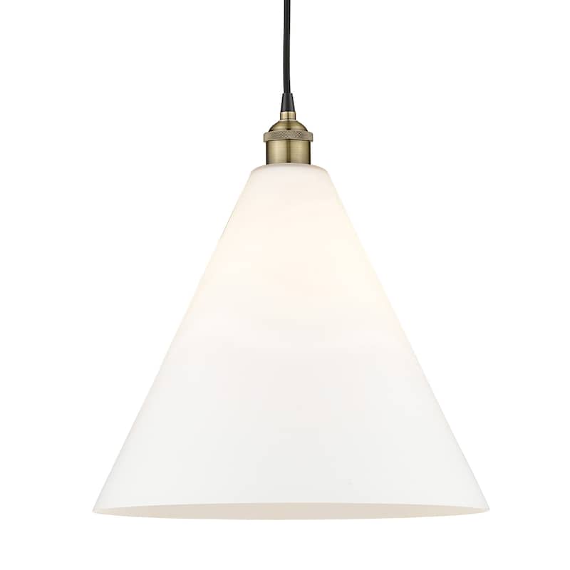 Innovations Lighting 616-1P-18-16 Edison Cone Pendant Edison Cone 16" - Black Antique Brass / Matte White