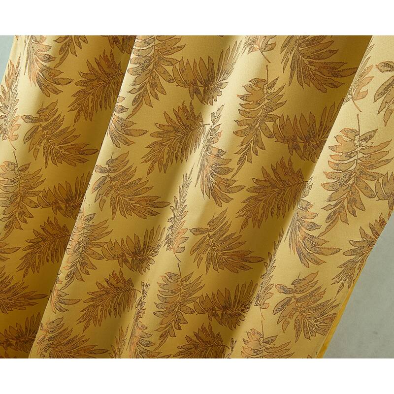 Gracewood Hollow Bao Textured Floral Jacquard Single Rod Pocket Curtain Panel w/ Attached 18-inch Valance - 54 x 84 in.