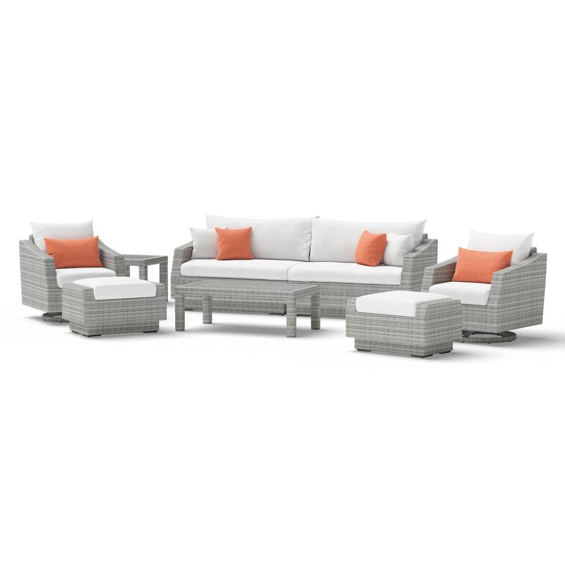 Cannes Deluxe 8 Piece Sunbrella Outdoor Patio Sofa & Club Chair Set