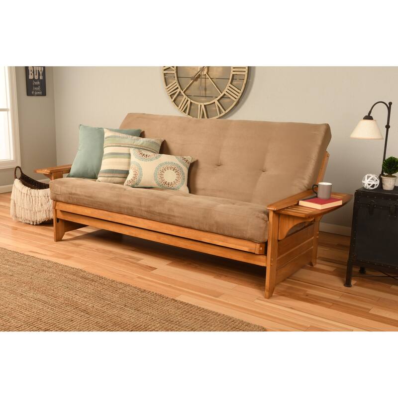 Somette Phoenix Butternut Futon Set with Mattress - Suede Peat