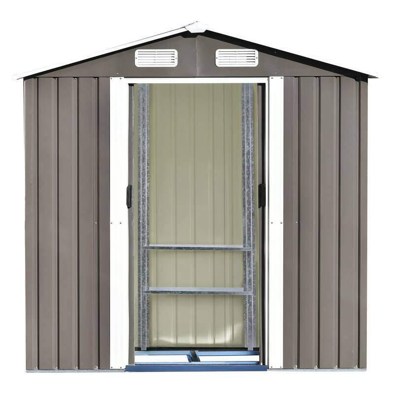 6 x 4 FT Outdoor Storage Shed with Adjustable Shelf & Lockable Door