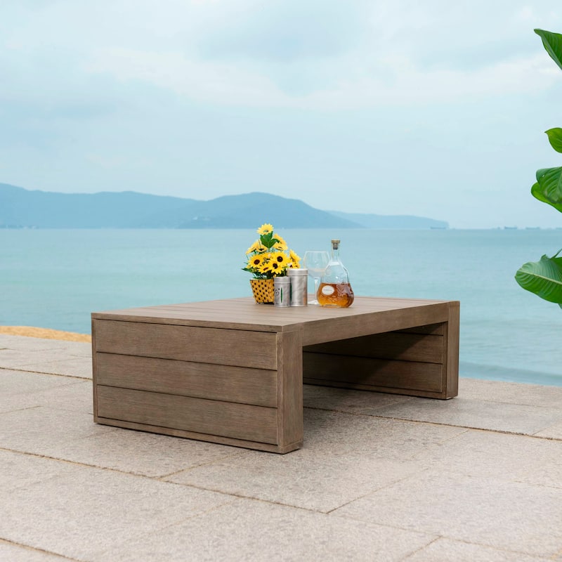 SAFAVIEH Couture Santiago Eucalyptus Patio Coffee Table - 46"W x 29"D x 14"H