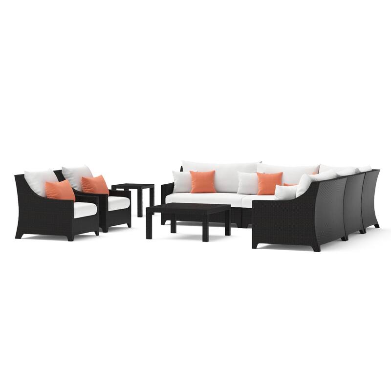 Deco 9 Piece Sunbrella Outdoor Patio Sectional & Club Set