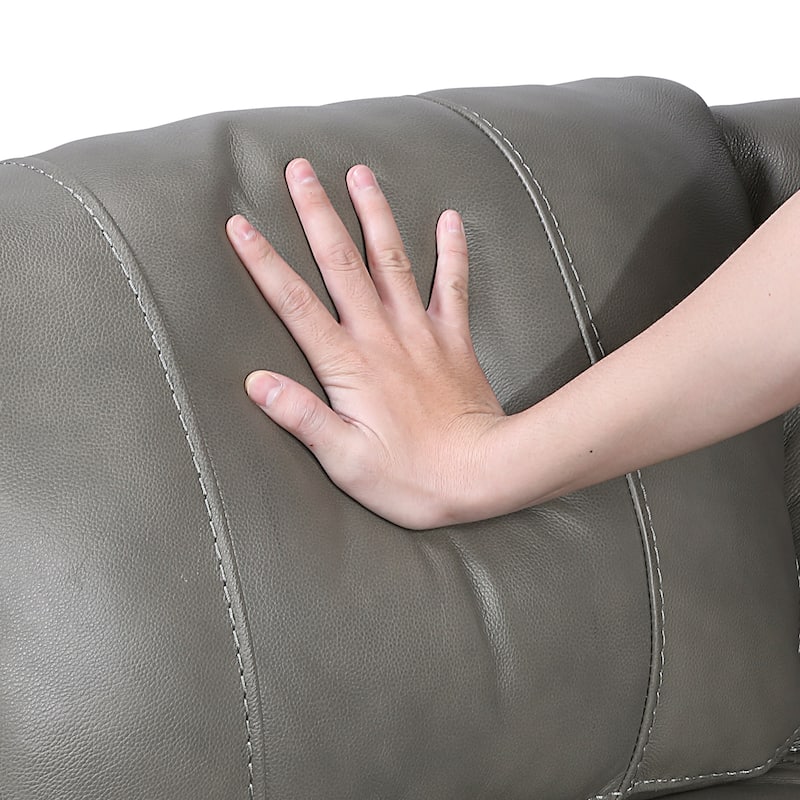 Fremont & Park Baron 86.5" Leather Manual Double Reclining Sofa, Wall Hugger Design