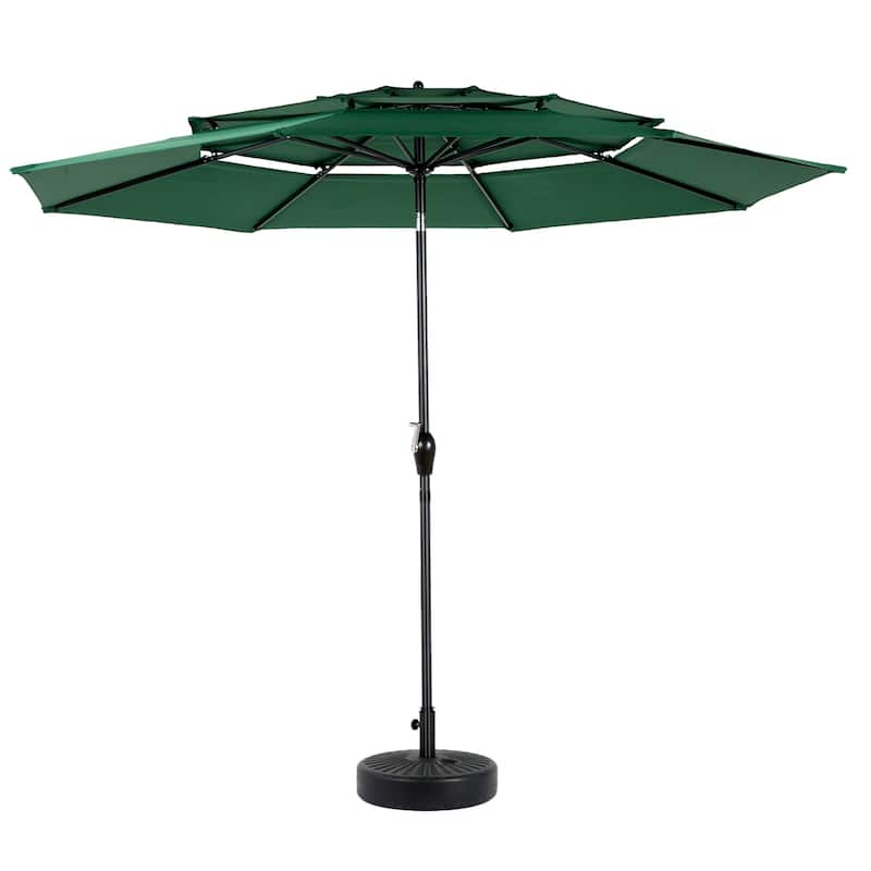 115" Outdoor Aluminium 3 Tier Auto-tilt Umbrella with Crank (No Base)