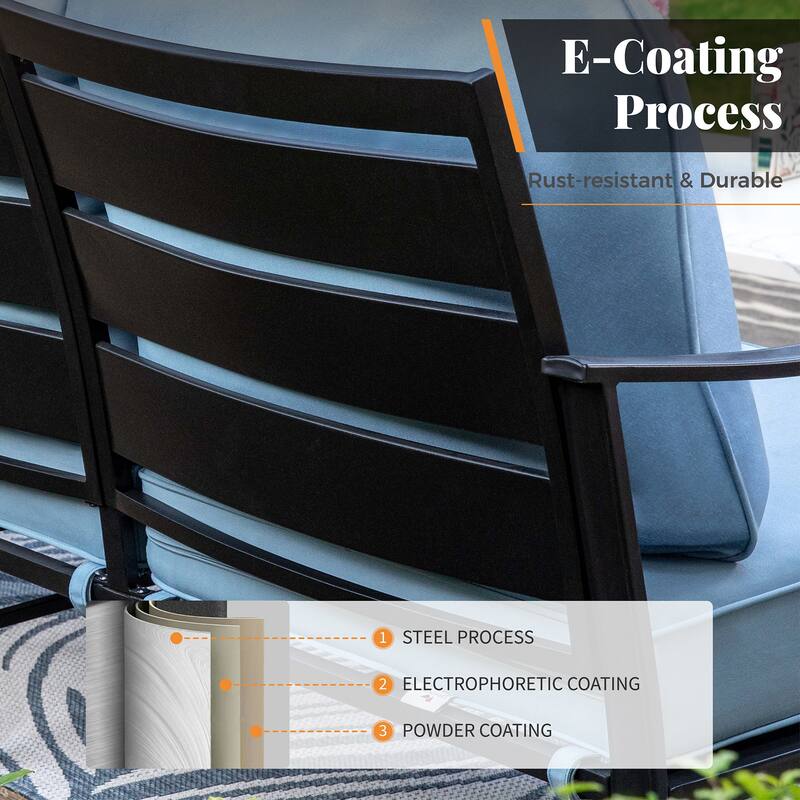 MAISON ARTS Patio Conversation Set 5 Pieces with 28'' Gas Fire Pit Table