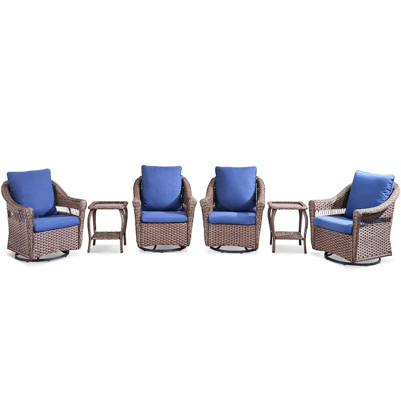 Pocassy Outdoor Swivel Chairs Patio Funiture Set