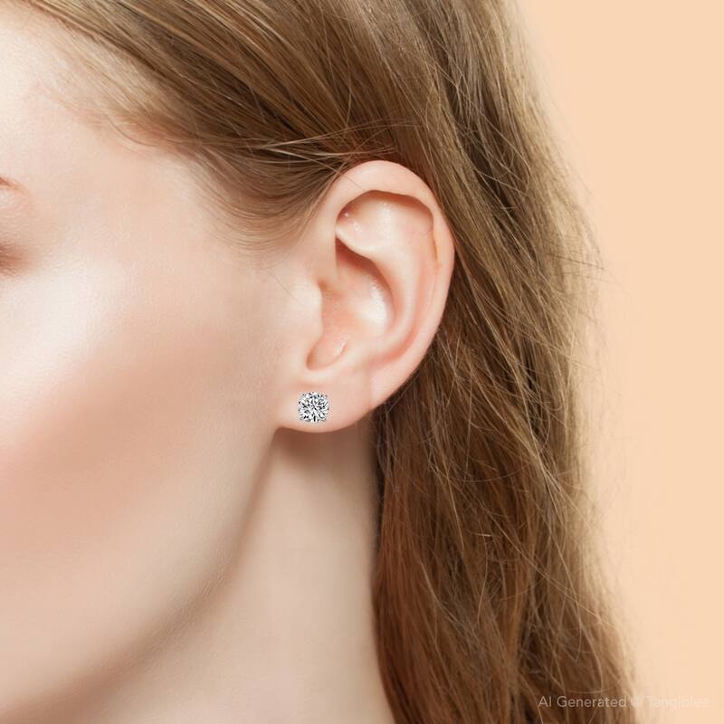 2 1/4 Ct T.W. Round Cut Diamond Studs Lab Grown White Gold