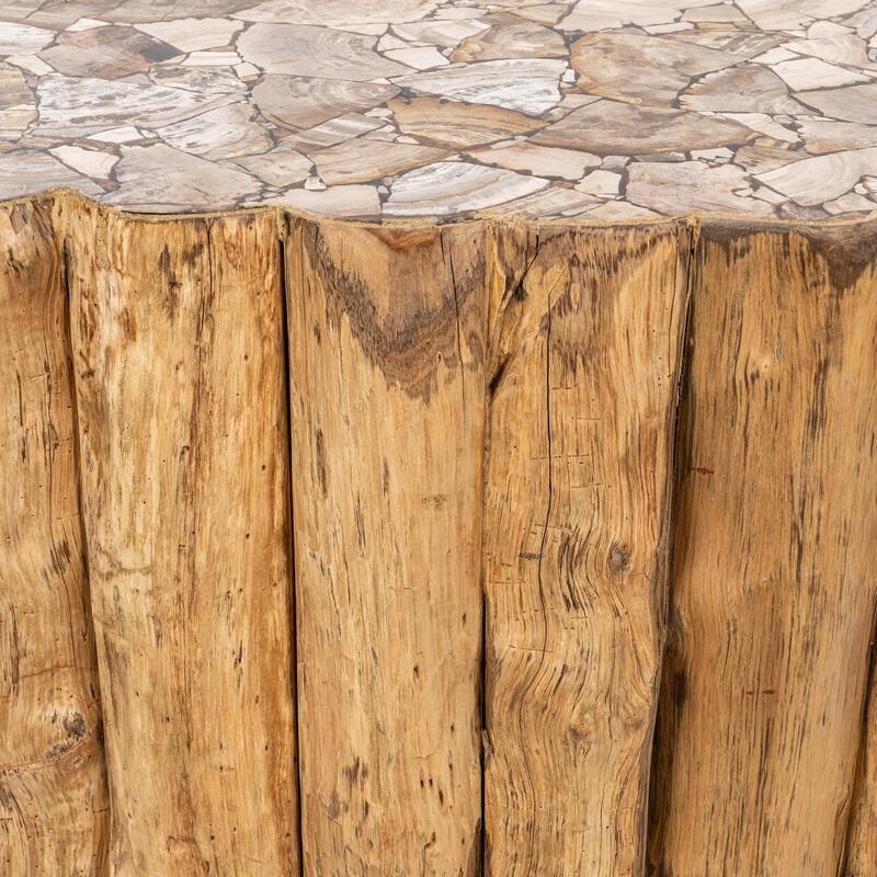 Classic Home Norwest Petrified Teak Wood Console Table