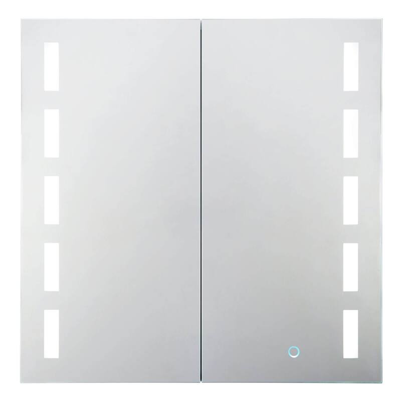 Bathroom Medicine Cabinet, Aluminum, Recessed/Surface Mount, Mirrored Interior w/LED