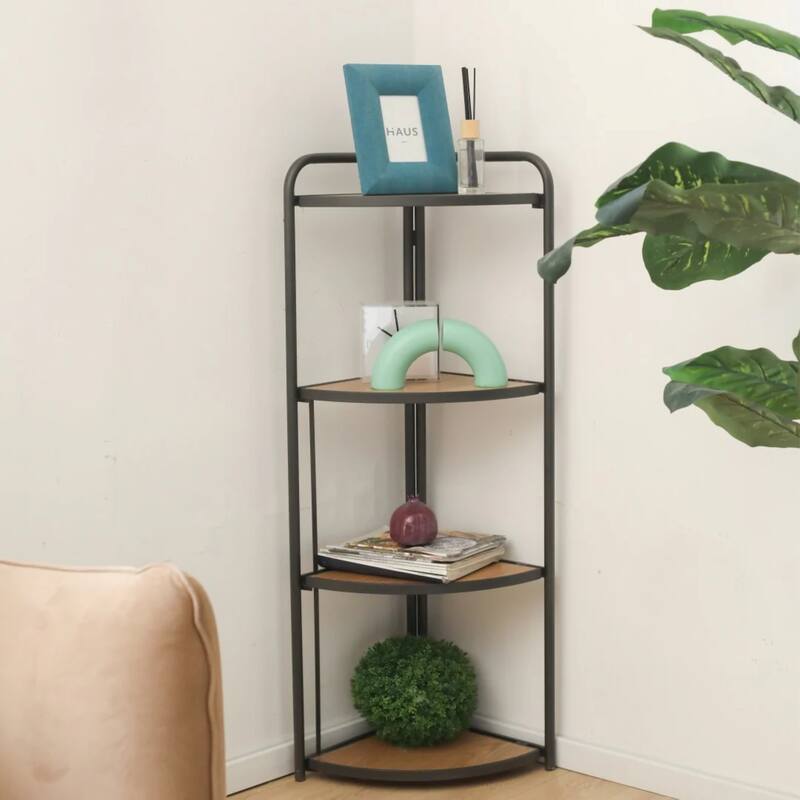 Handmade Four Tier Foldable Corner Shelf - 46.5" - Brown and Gray