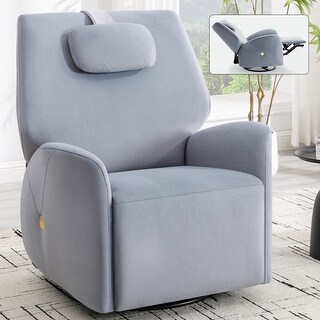 Swivel and Rocker Power Recliner Chair with Lumbar and Neck Support ...