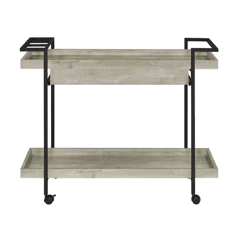 Davis Grey Bar Cart with Storage Drawer