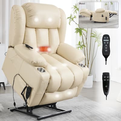 Dual Motor Infinite Position Power Lift Recliner with 8-Point Vibration Massage and Lumbar Heating