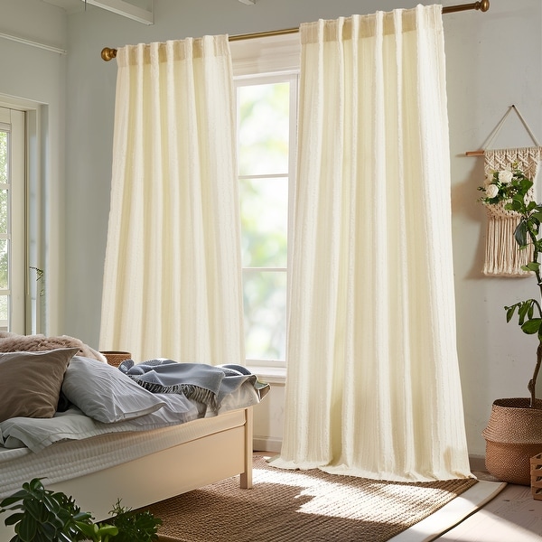 Deconovo Back Tab Embroidered Curtains for Living Room 2 Panels