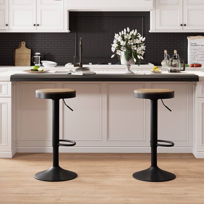 Bar Stools set of 2, Swivel Bar Chairs with Footrest for Kitchen Island