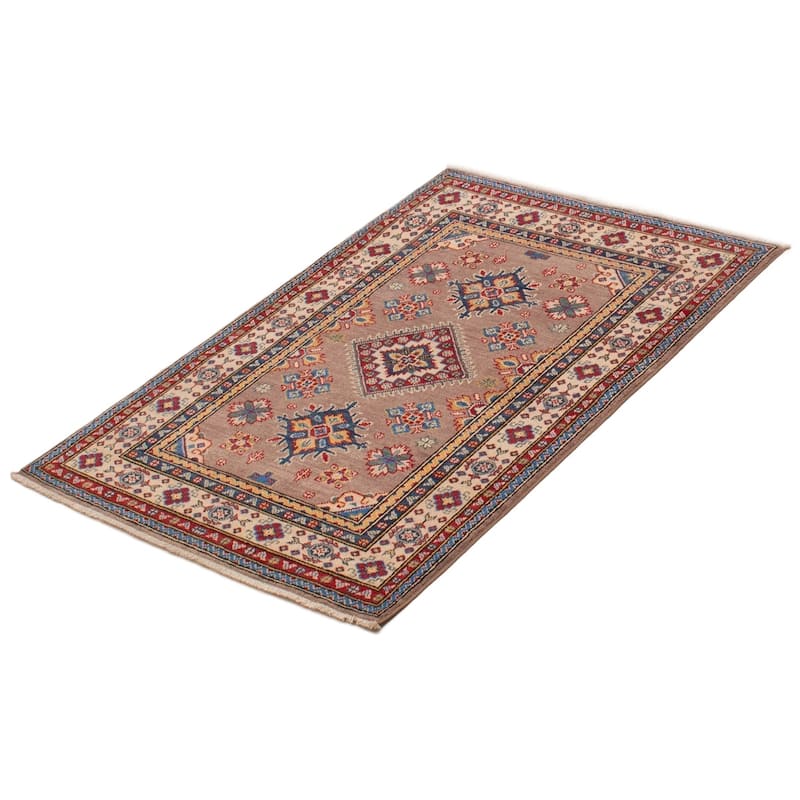 ECARPETGALLERY Hand-knotted Uzbek Ghazni Taupe Wool Rug - 3'4 x 4'7