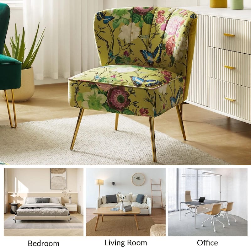 Almira Contemporary Upholstered Armless Side Chair with Tufted Back Set of 2 by HULALA HOME
