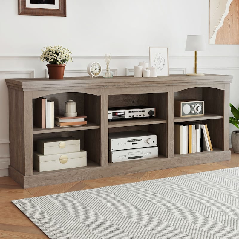 Moasis 70/59"W Farmhouse TV Stand for 75/80" TV, Entertainment Center