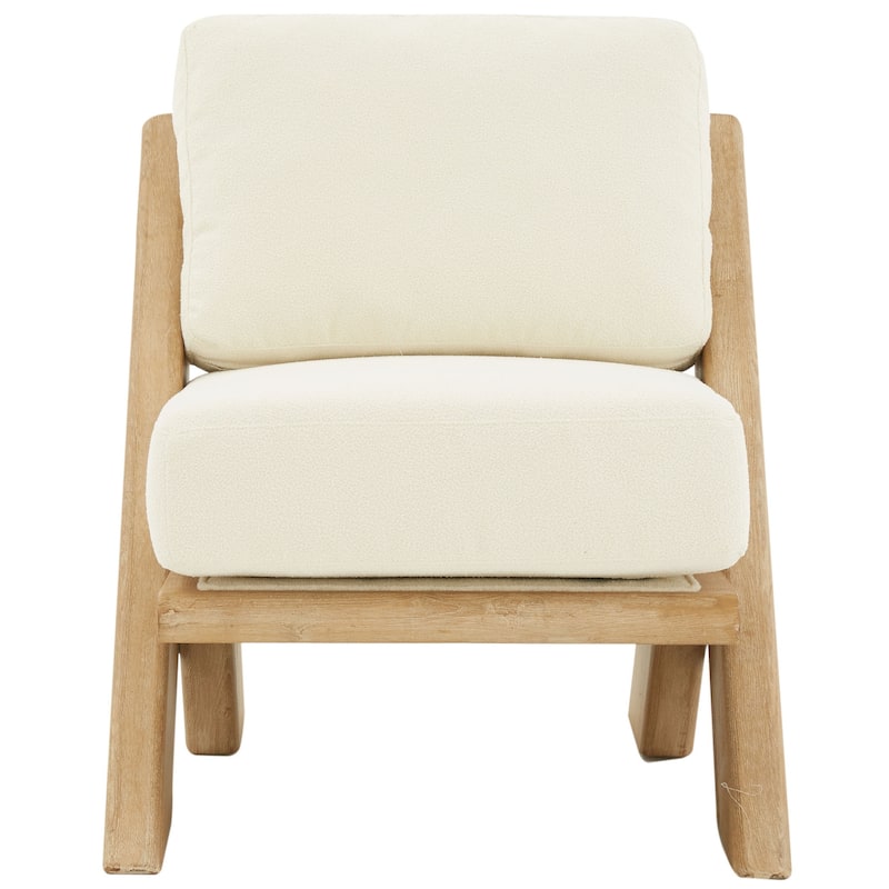 SAFAVIEH Couture Nessie Solid Wood Frame Cushioned Accent Chair (Fully Assembled) - 26.8 In. W x 31.5 In. D x 31.5 In. H