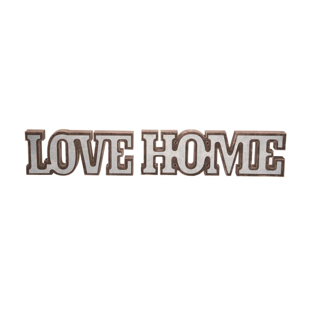 Transpac MDF/Metal LOVE/HOME Decor Set of 2 Valentines Home Decorations
