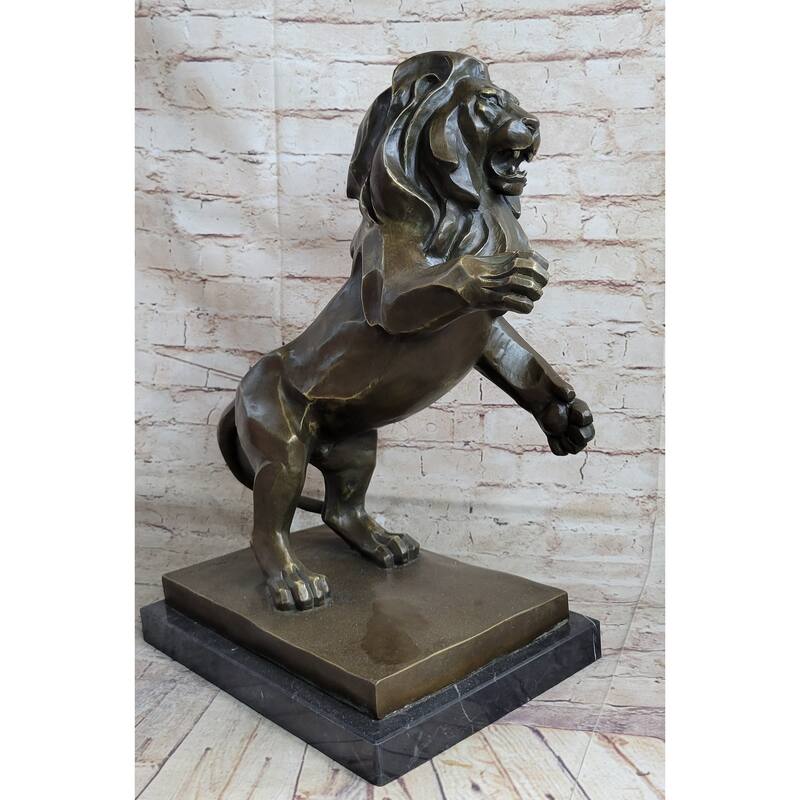 Abstract Guardian Imitative Lion Bronze Statue Sculpture Cubism Henry Moore 17 Inches X 12 Inches