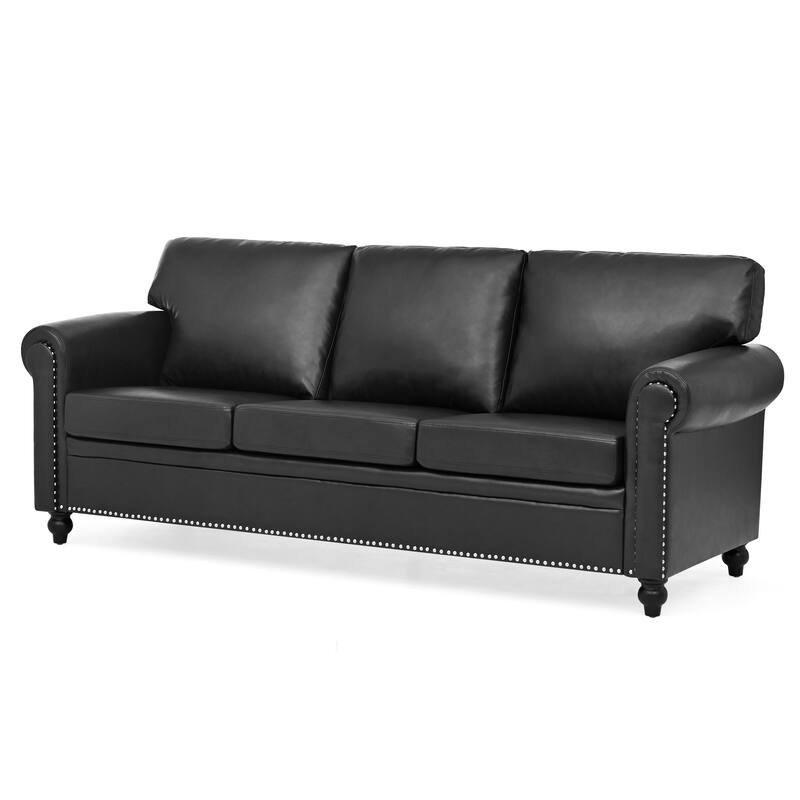 Stylish Sofa with Detachable Cushions, Pocket Spring Support & Silver Nailhead Detail - Ideal for Living Rooms