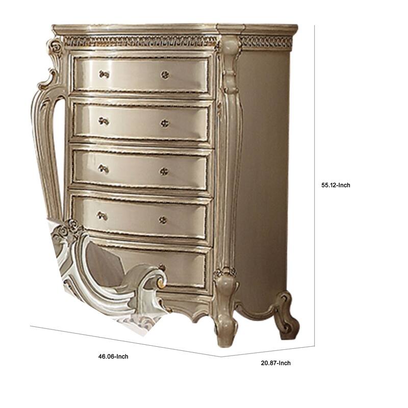 Antique Pearl & Cherry Oak Five Drawer Chest