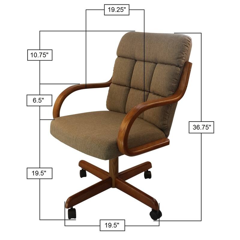 Caster Chair Company Camile Caster Arm Chair in Toast Tweed Fabric
